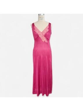 Vintage Hand Dyed Mauve Slip Dress Lace Fairy